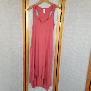 Wilt Made In USA Dress Pink Trapeze Cotton SM Sleeveless Tank  Asymmetrical Hem